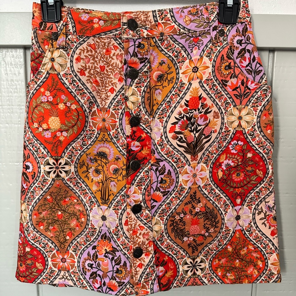 Anthropologie Patterned Button-Up Skirt